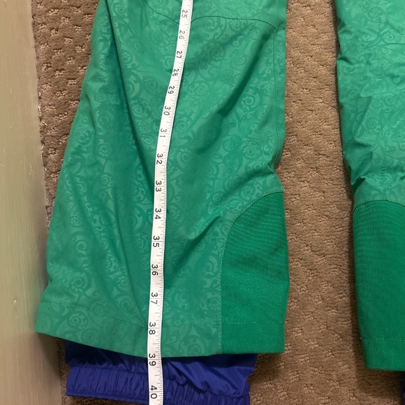 Marmot women’s Green Snow Pants, Small, Purple Fleece Lining - Picture 9 of 11
